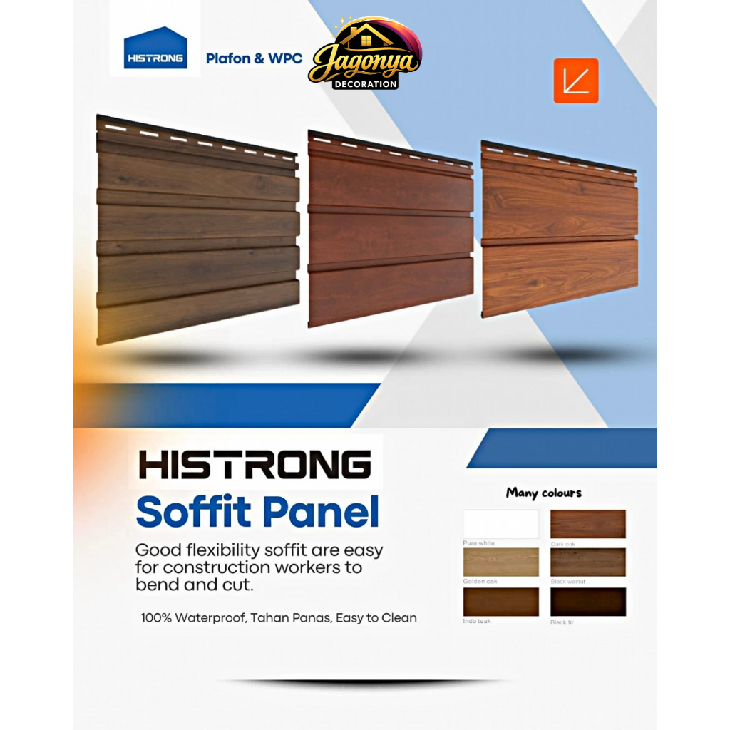 Histrong Soffit Panel PVC Plafon Dinding Indoor Outdoor Plafond Wall Panel Pure White