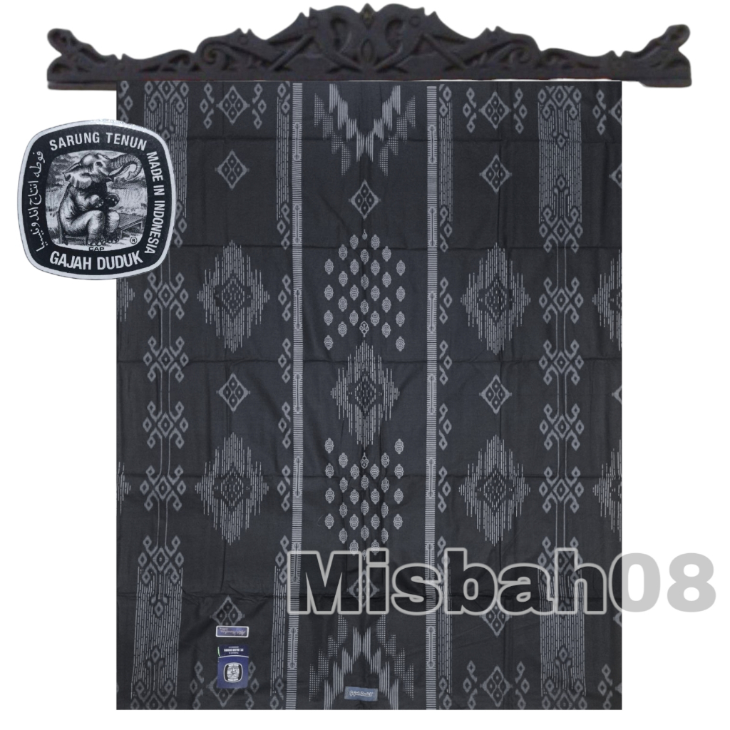 Sarung gajah duduk motif kembang warna hitam ukuran dewasa