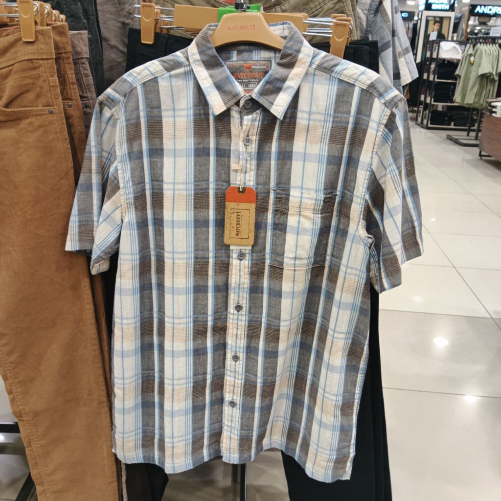 WATCHOUT KEMEJA PRIA LENGAN PENDEK - KEMEJA PRIA KOTAK KOTAK - ORIGINAL