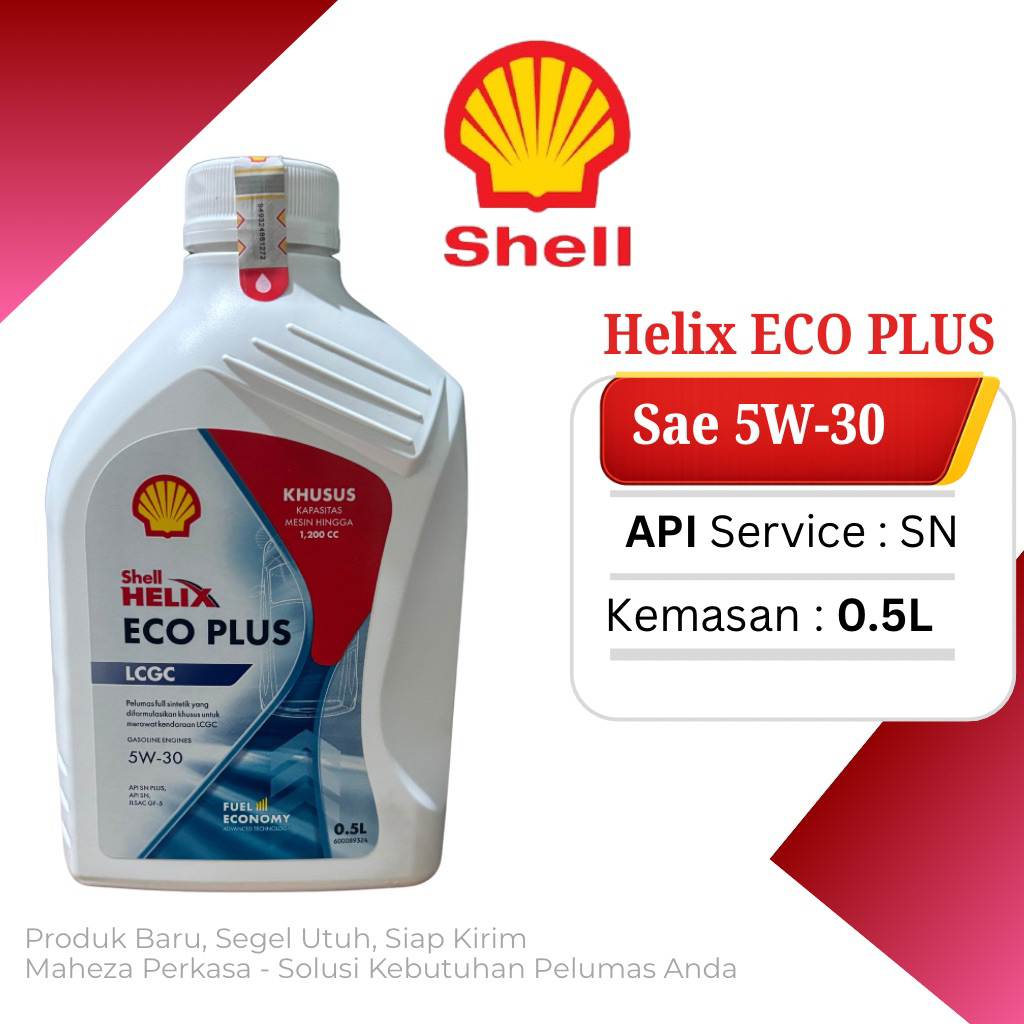 Shell Helix ECO Plus SAE 5W-30 Oli Mesin Bensin SN Mobil LCGC 500ml (0,5L)