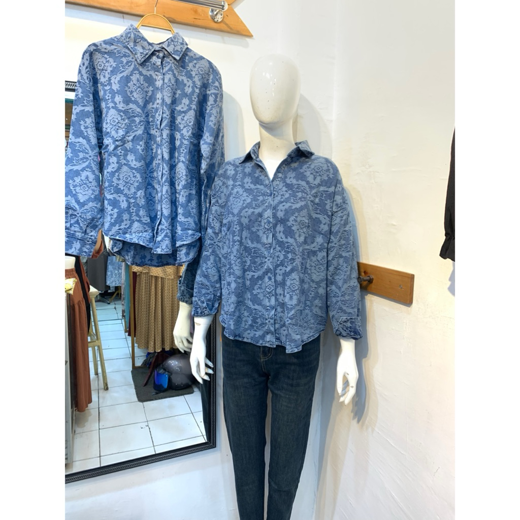 atasan wanita,kemeja jeans,kemeja bkk,kemeja jeans import