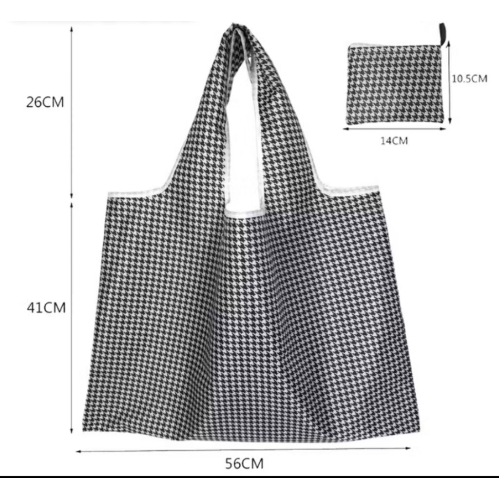 Tas houndstooth tote bag motif houndstooth tas belanja lipat motif houndstooth shopping bag motif ho