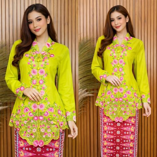 PROMO Kebaya Betawi Toyobo Warna Lemon Dan Pilihan Warna Lainnya