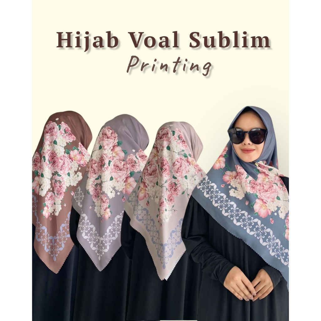 Gudang Pabrik Hijab Murah - Jilbab Instan | Hijab Voal Segi Empat Motif - Jilbab Segi Empat Motif - 