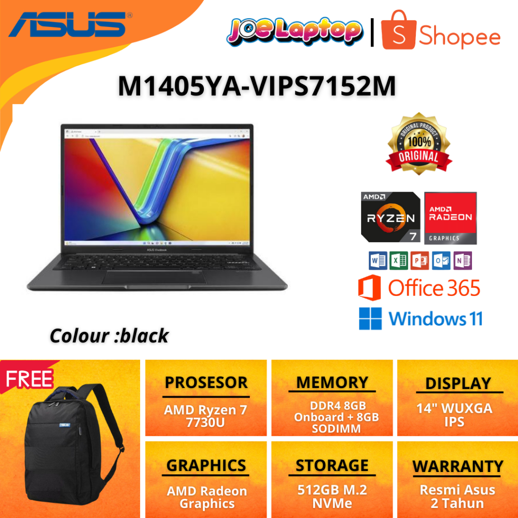 Asus Vivobook M1405YA-VIPS7151M Black Ryzen 7 7730U Win11 OHS