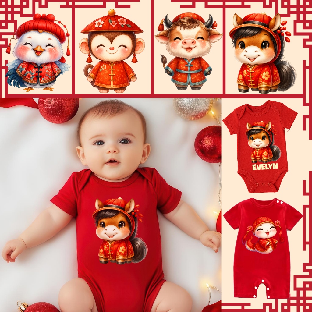 airanoel - Jumper Baby Imlek 12 Shio Baju Imlek Bayi Shio Kaos Imlek Anak