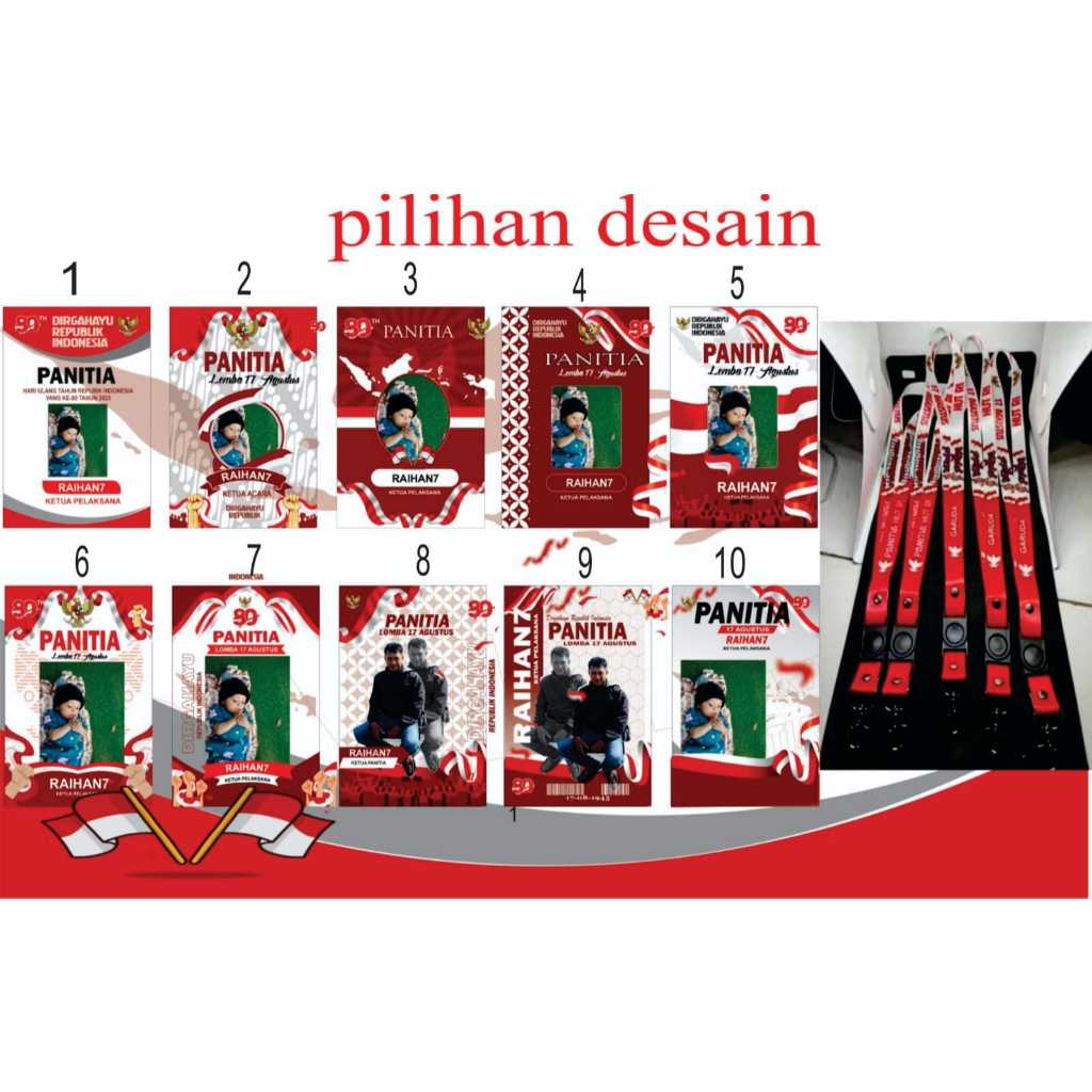 Name Tag ID Card 1 Set Panitia 17 Agustusan Custom Foto Nama Satu set + Lanyard