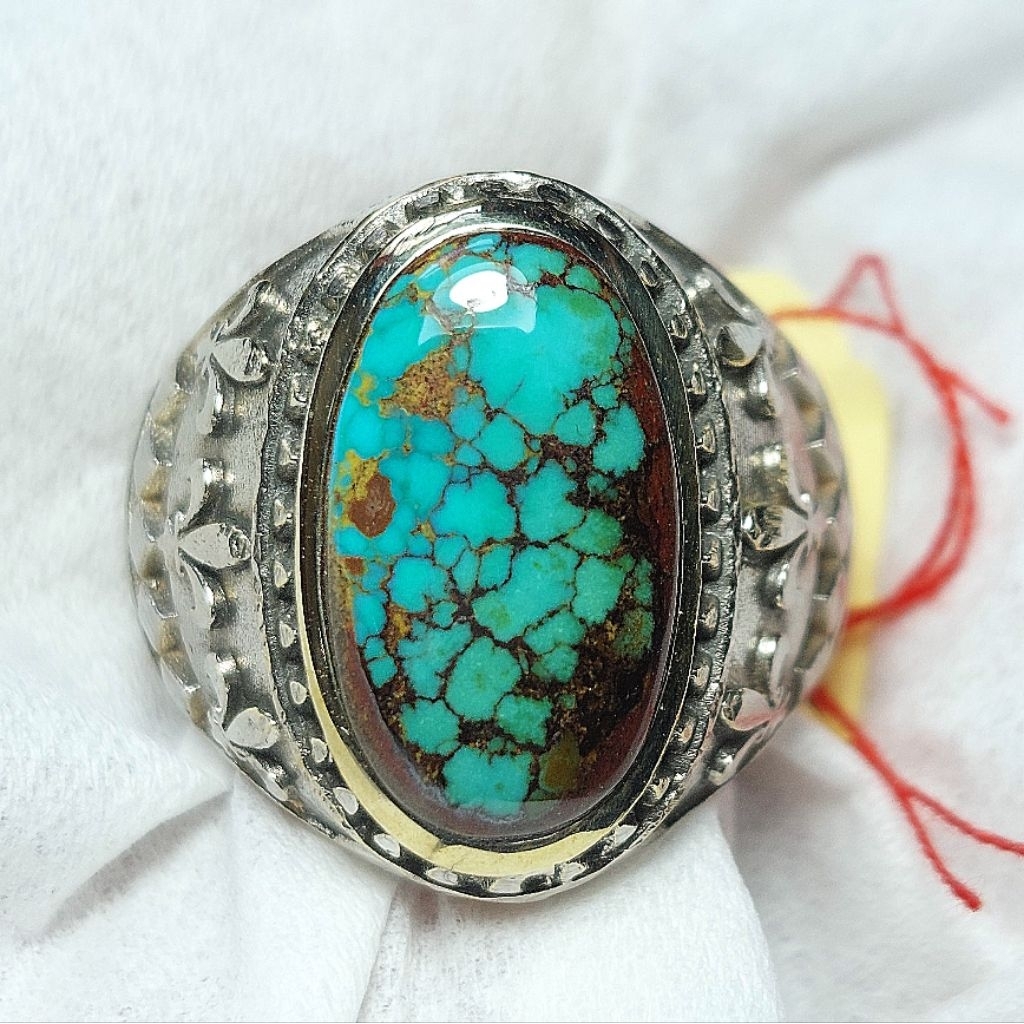 natural Pirus Persia lawas hijau daun urat emas 16×10×6 mm [5IMA025]