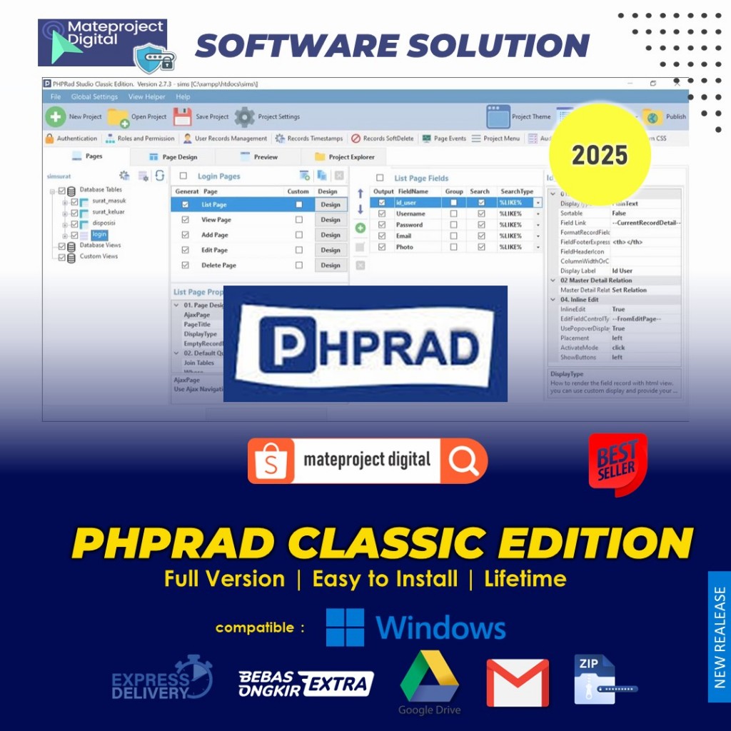 PHPRad Classic 2.7.3 Full Software Rapid Application Development/RAD