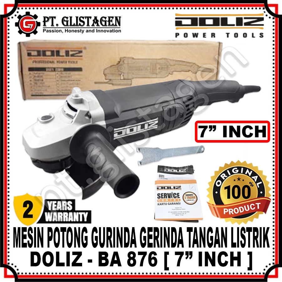DOLIZ BA876 Mesin Gerinda Gurinda Tangan 7" inch Heavy Duty Mesin Potong Gerinda Gurinda Tangan 7" i