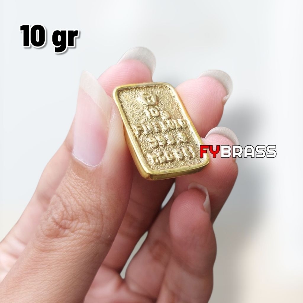 MINIATUR EMAS BATANGAN 10 GR REPLIKA LOGAM MULIA FINE GOLD KUNINGAN HANTARAN SESERAHAN PERNIKAHAN / 