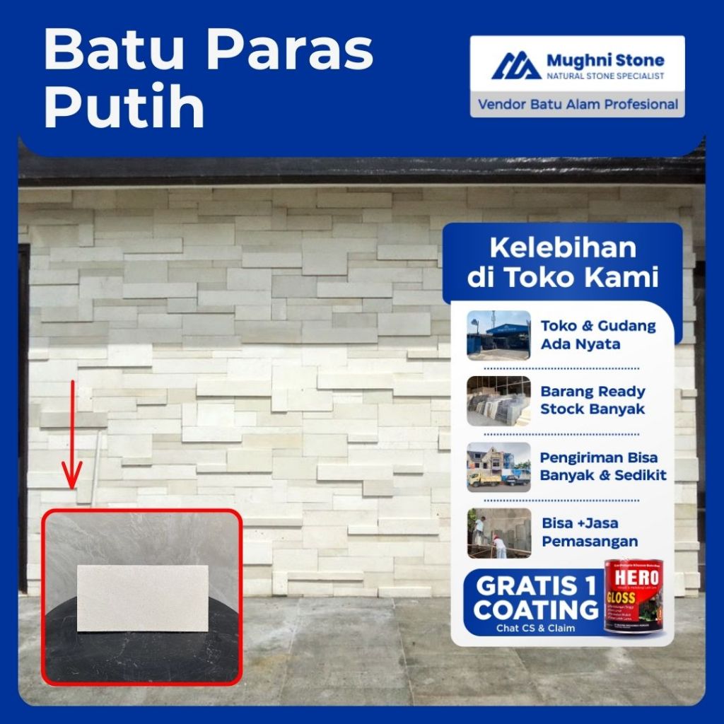 Batu Paras Jogja Putih Alami - Bisa +Jasa Pemasangan