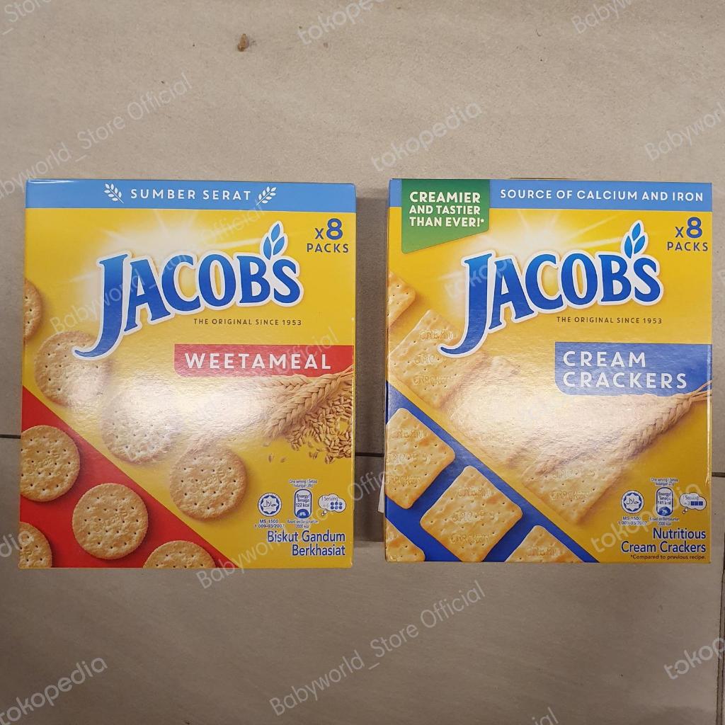 Jacobs Biscuit Box Isi 8 Pack Varian Cream Crackers / Weetameal Biskuit Gandum