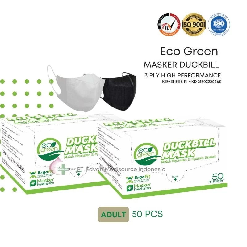 Masker Duckbill Earloop Eco Green isi 50 PCS