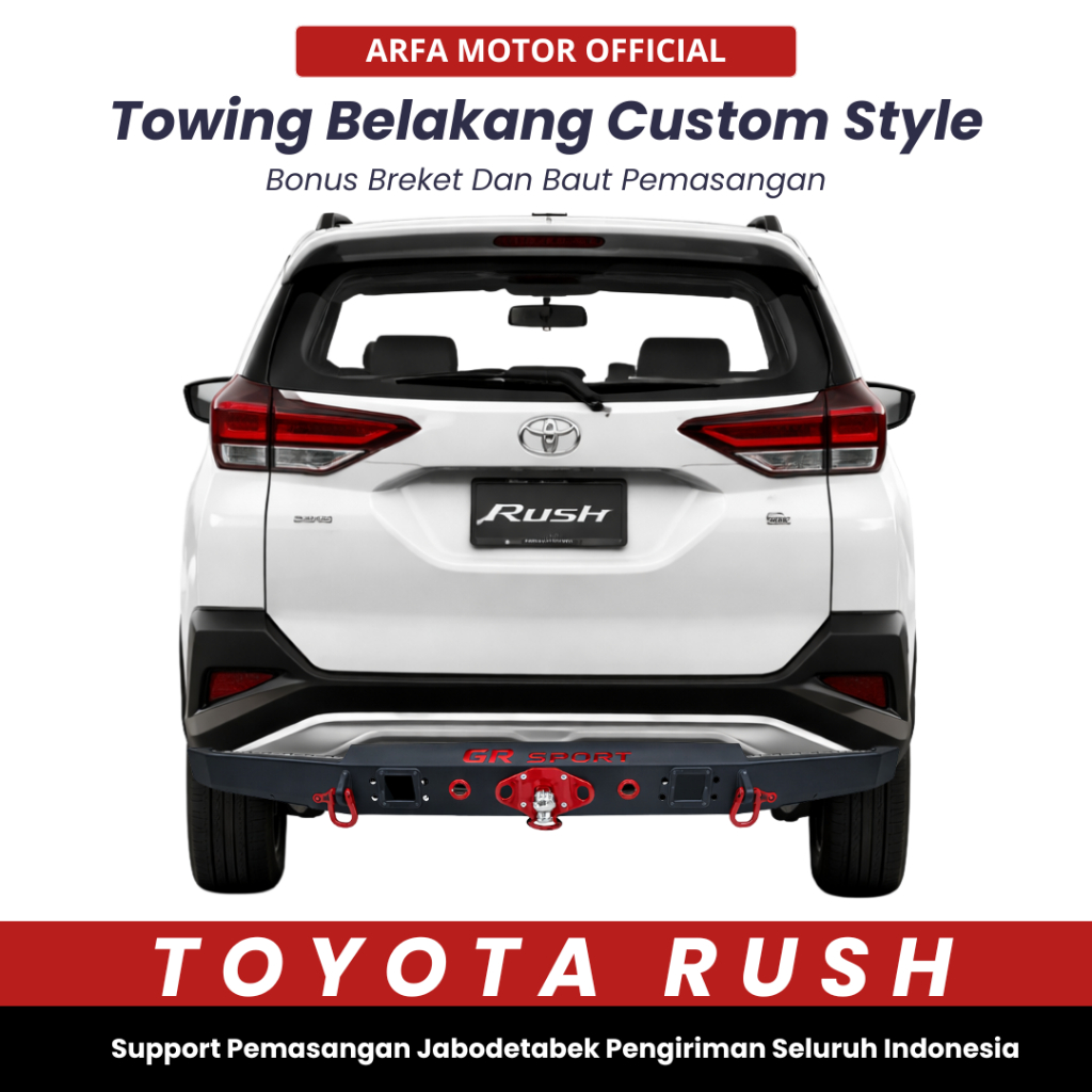 Towing Belakang Rush GR Sport Pengaman Belakang Rear Bumper Guard 2018 - 2025 Bonus Lampu