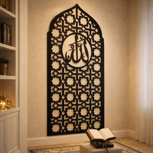 mihrab mushola rumah minimalis dekorasi dinding kaligrafi mihrab mini