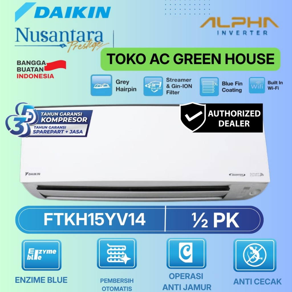 New 1 Set AC Daikin Alpha Inverter Lokal 1/2 PK - 2,5 PK FTKH15YV14 - FTKH60YV14 Freon R32 Garansi R