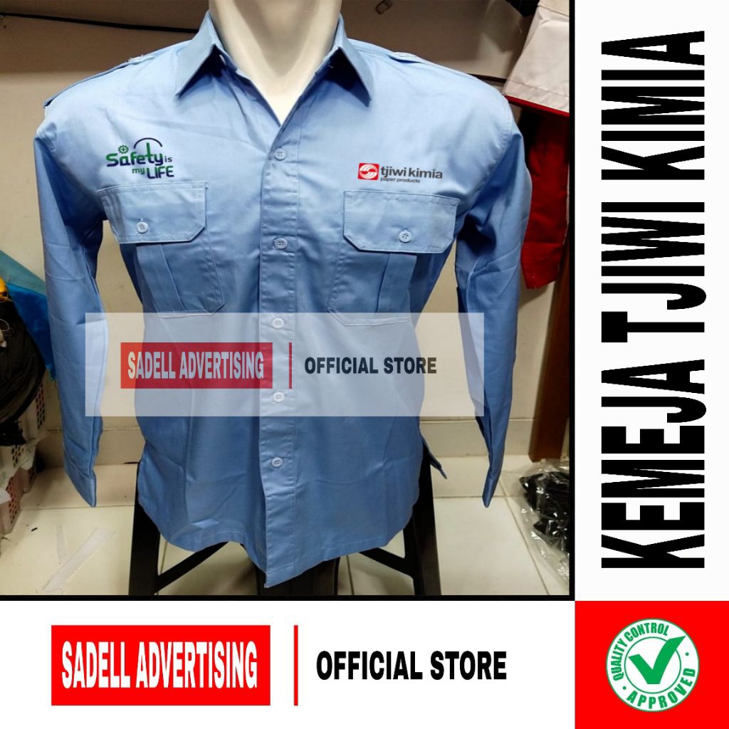 Kemeja TJIWI KIMIA Seragam TJIWI KIMIA Baju TJIWI KIMIA Biru Muda PDH Lengan Panjang Pria Bordir