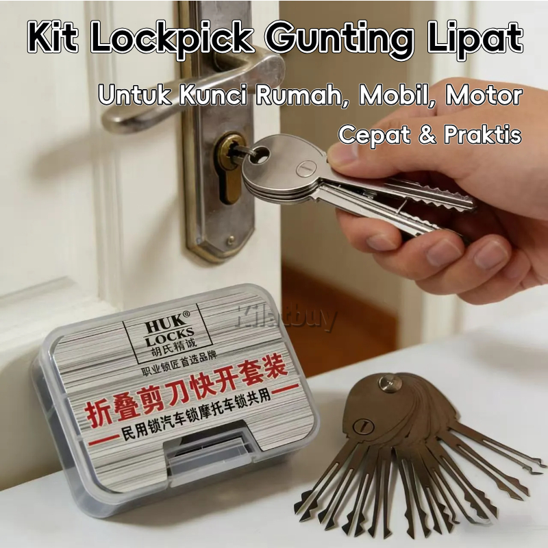 Kit Lockpick Gunting Lipat HUK - Untuk Kunci Rumah, Mobil, Motor | Cepat & Praktis