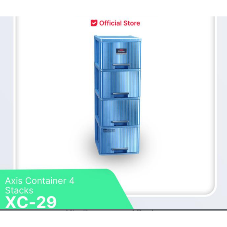 LION STAR Lemari Plastik Susun 4 & 5 Laci Container XC-29/XC-30 Plastic Biru Abu Pink Warna Random