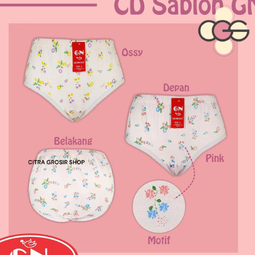 ( 3PCS ) CD Celana Dalam Wanita Yutind Sablon By Golden Nick CD YUTIND SABLON/BORDIR ORIGINAL