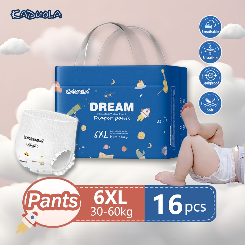 Popok bayi Kaduola - Ukuran 6XL ekstra besar, bahan lembut, daya serap super, anti bocor malam hari