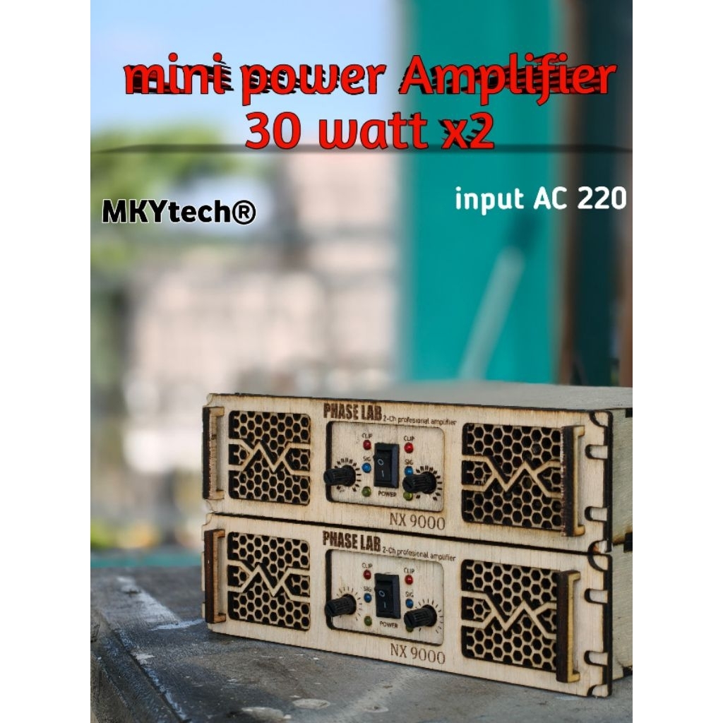 ( 1 PCS )  MKYtech Mini POWER Amplifier 2x 30 Watt Langsung Colok Listrik Input AC 220V Phase Lab NX