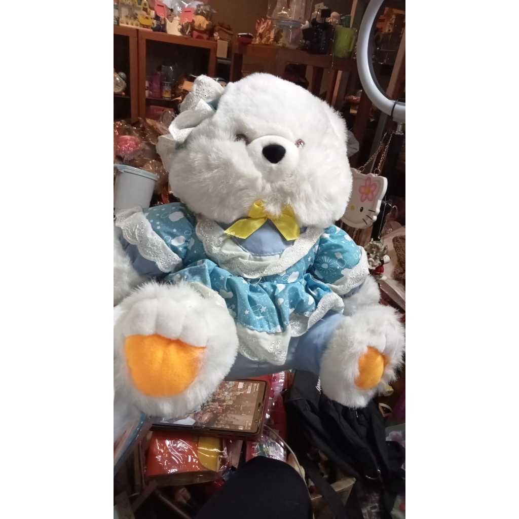 Boneka Bulu Lucu Beruang baju biru dan pink ukuran kecil 250237