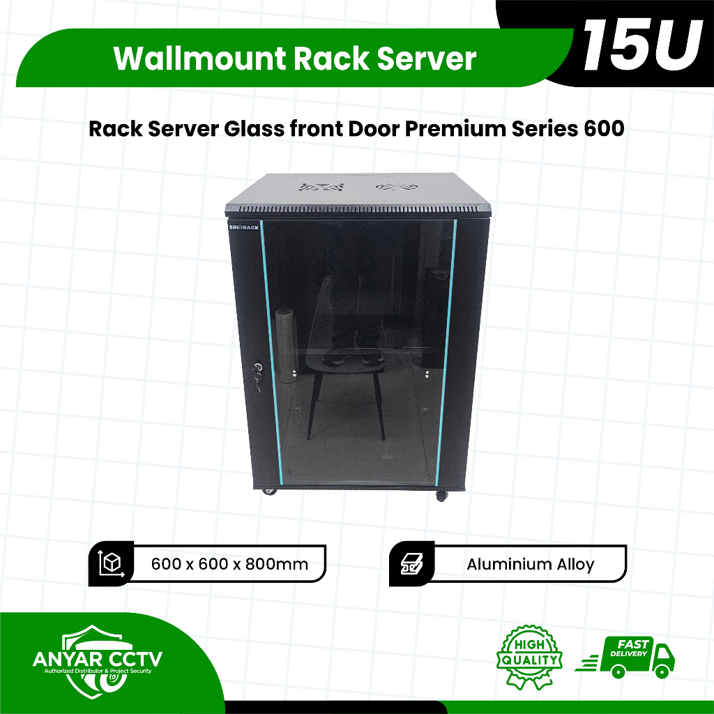 Wallmount Rackmount 15U, Rak Server Single Door Premium Series 600 15U