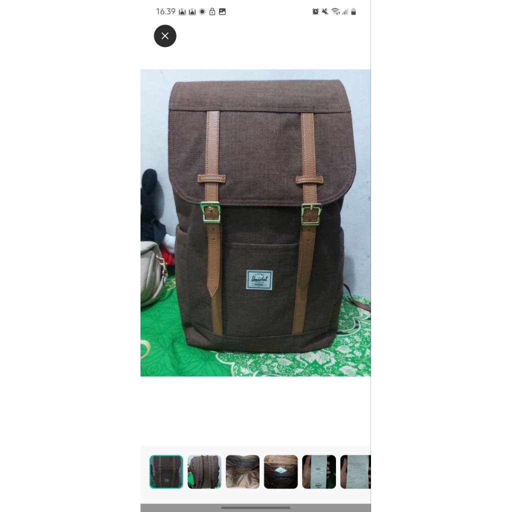 Herschel Retreat Backpack (21 L) - Potting Soil Crosshatch | Jual Cepat BU | Ransel Unisex Preloved 