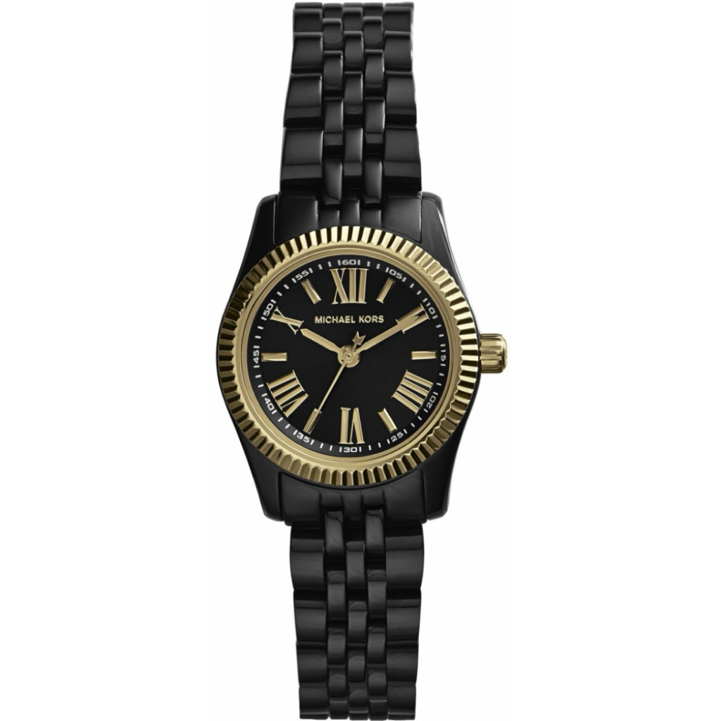 Jam Tangan Wanita MK3299 Petite Lexington Black Stainless Steel Strap