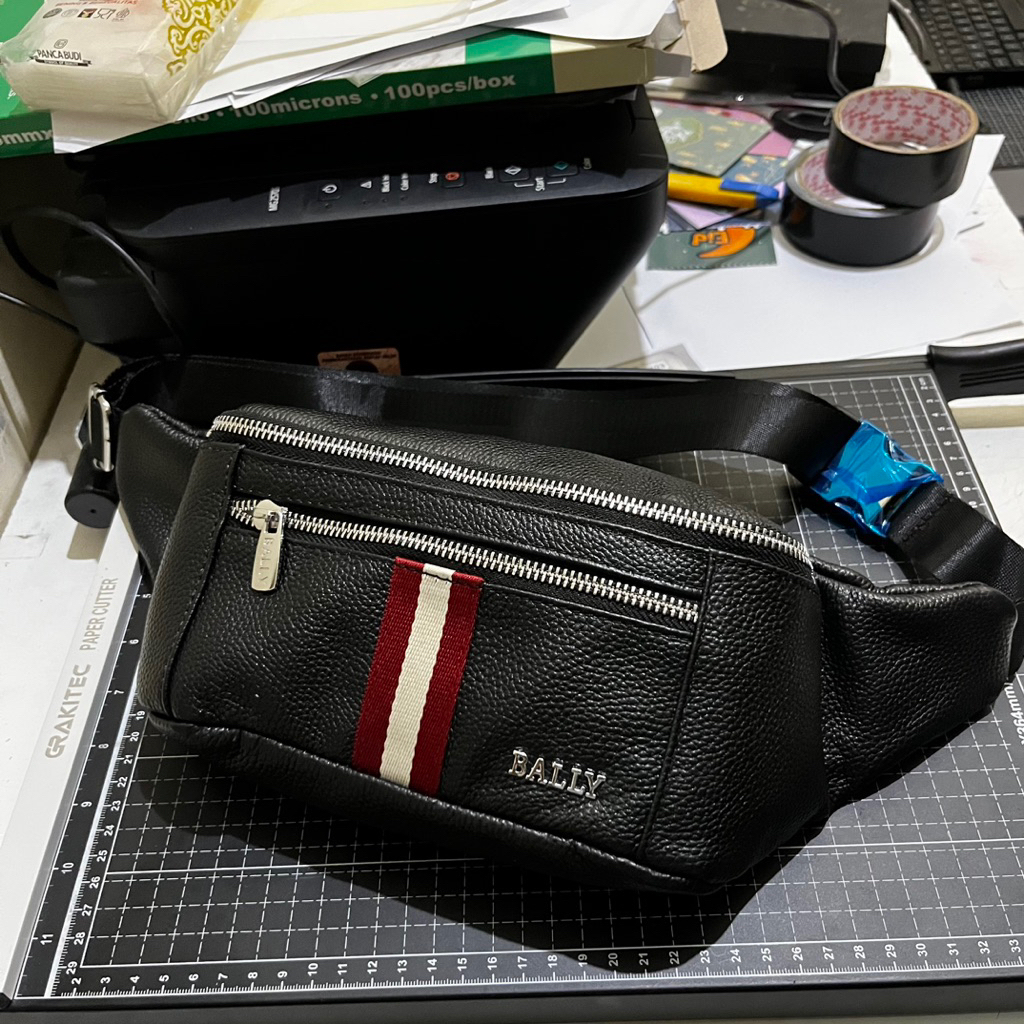 Tas waistbag pria ori leather BALLY tas waist bag pria mewah dan elegant