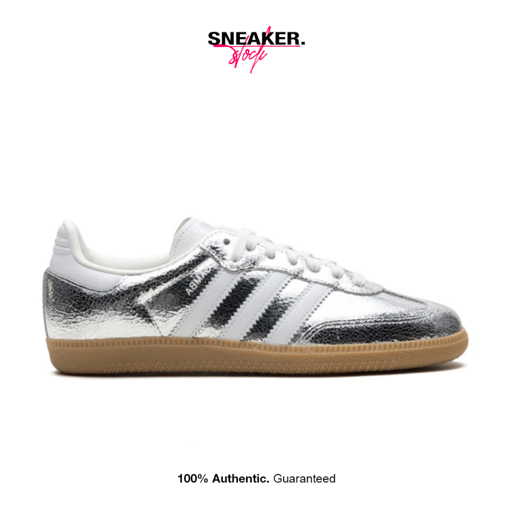 Adidas Samba Silver Metallic Cracked Leather Women 100% Original BNIB