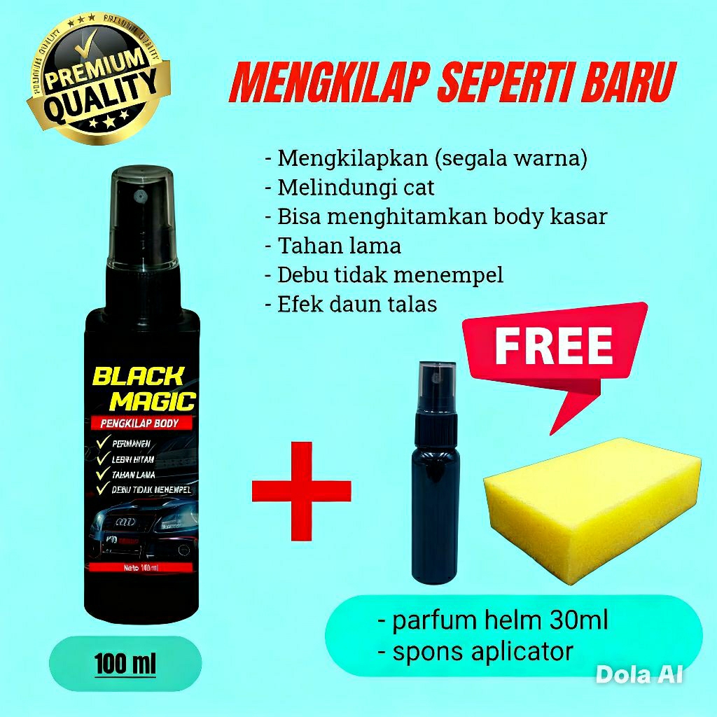 Pengkilap body motor/mobil black magic ( bonus spons + parfum helm)