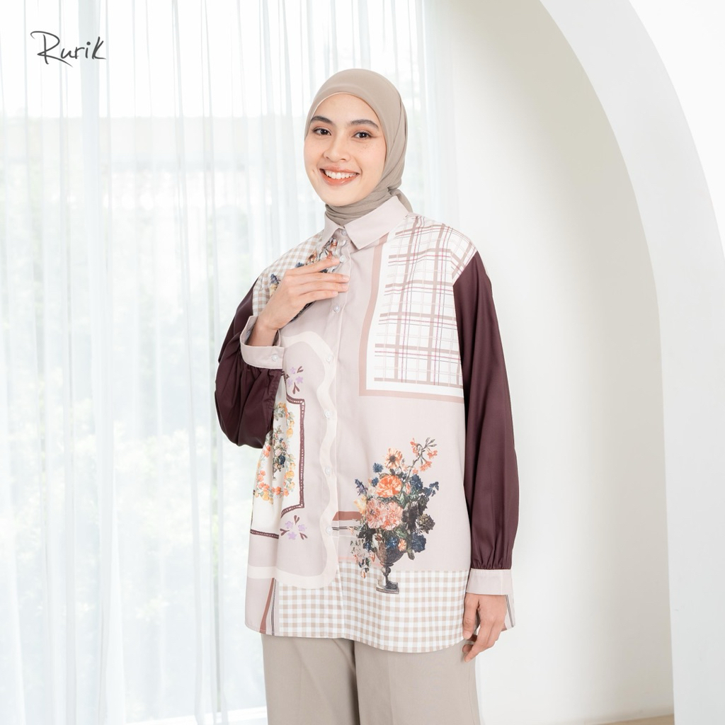 Rurik Atasan Kemeja Wanita Printing Delansi Shirt