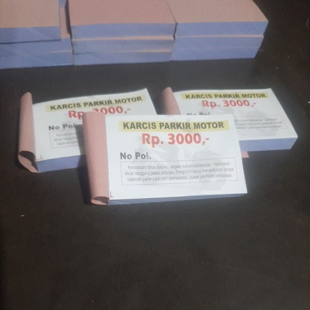 Karcis parkir motor isi 150 lembar murah tarif 3000