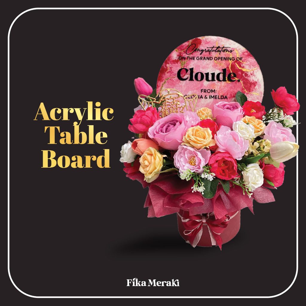 Papan Bunga Mini Akrilik Meja Box Bunga Ucapan