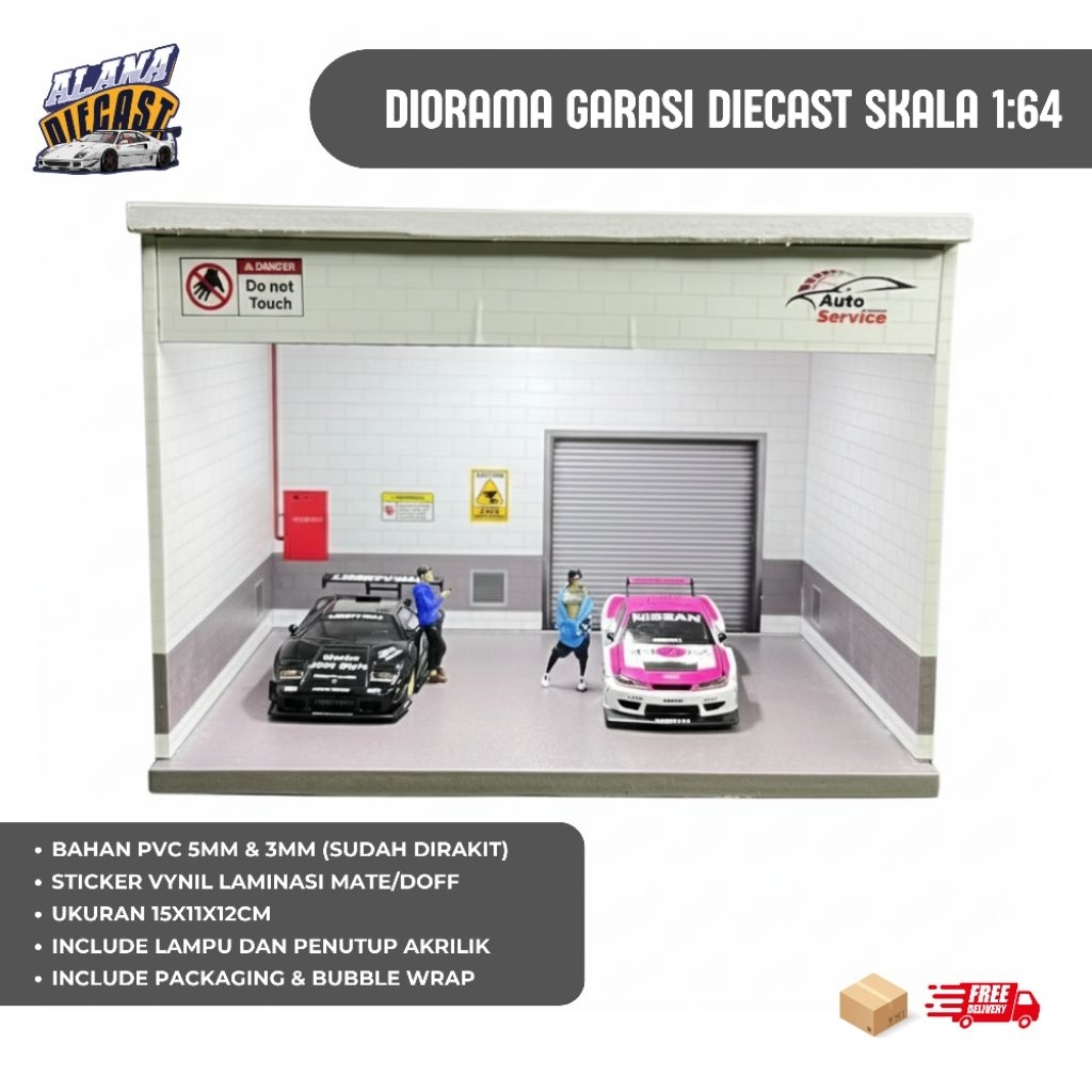 Diorama Garasi Hotwheels Mini GT skala 64