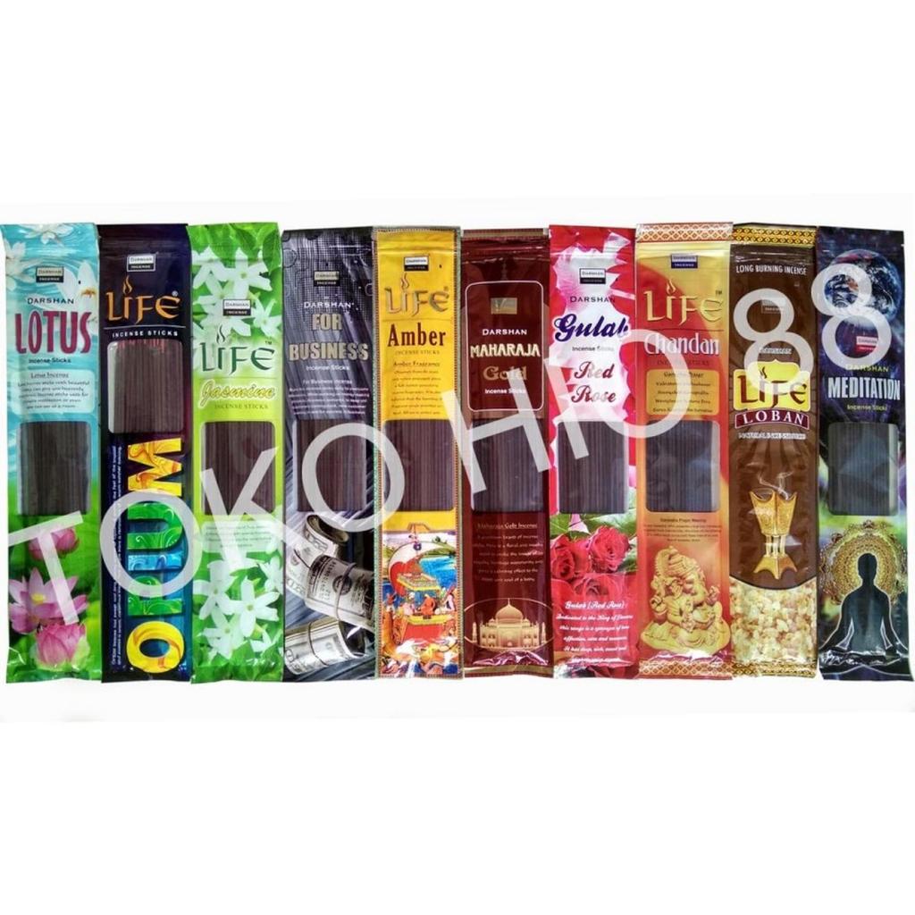 Hio Wangi Dupa India Darshan Panjang Asli Incense Long Stick 50 Sticks Jasmine Amber Maharaja Gold M