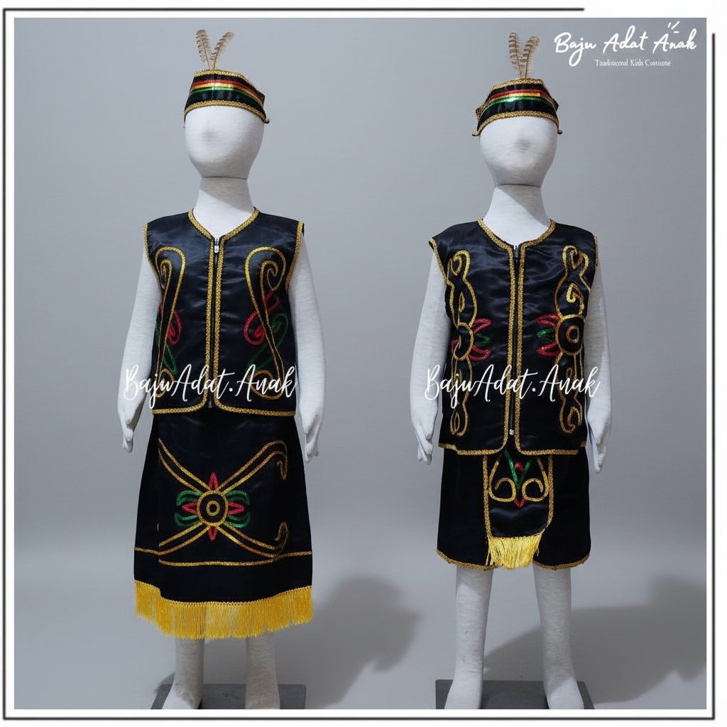 BAJU ADAT DAYAK ANAK LAKI-LAKI | BAJU ADAT DAYAK ANAK PEREMPUAN |KOSTUM  DAYAK ADAT KALIMANTAN READY