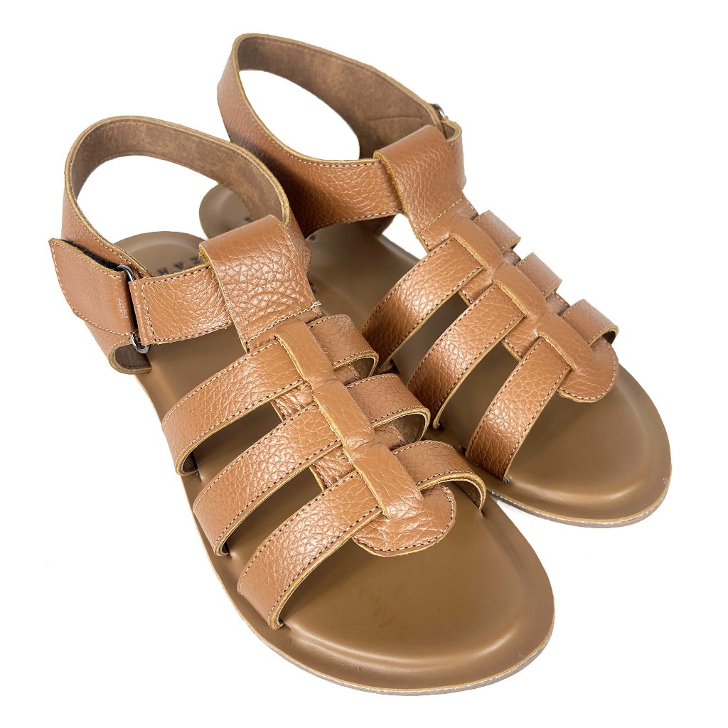 Sandal Kulit Wanita Teplek Gladiator Bahan Kulit Sapi Asli Garut