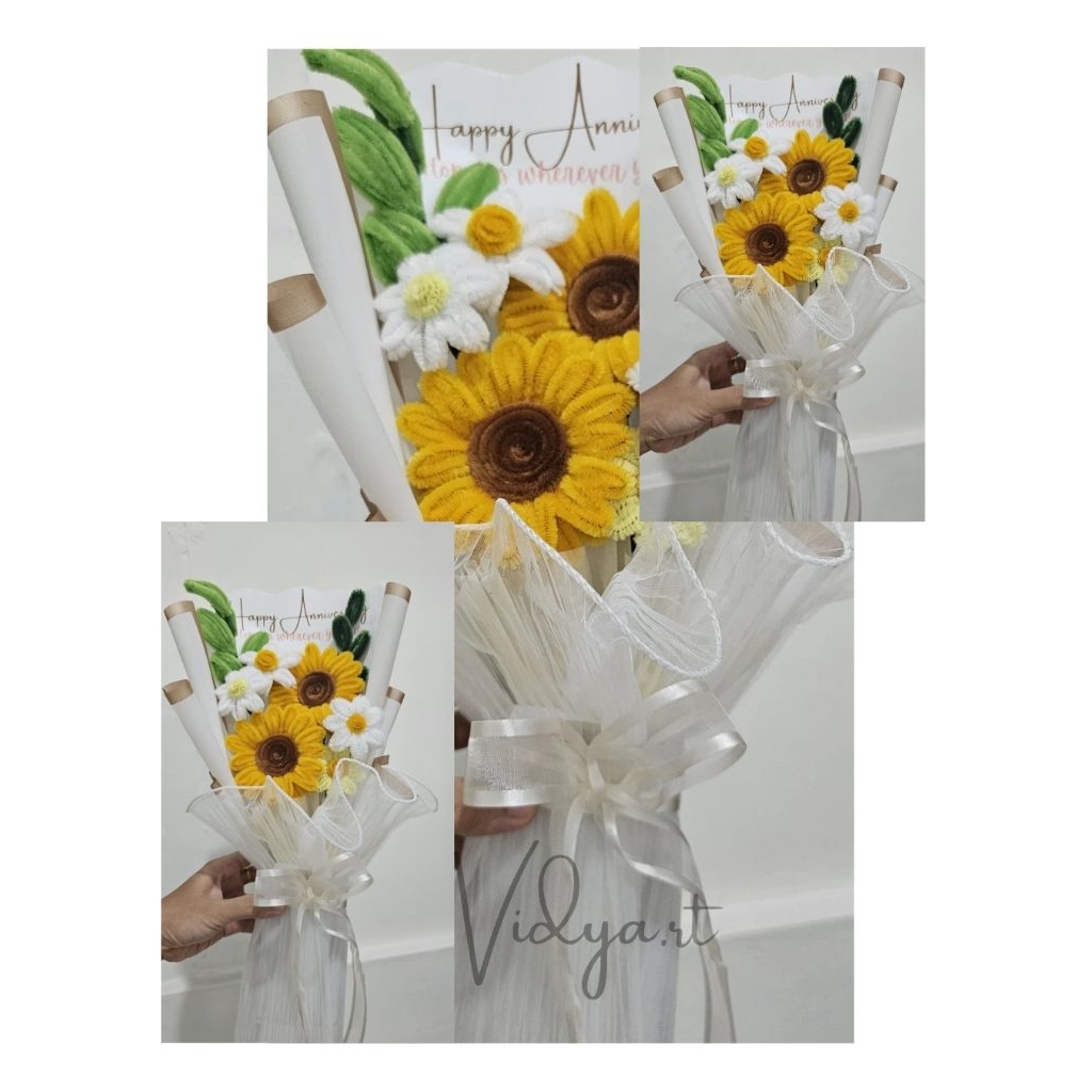 (CUSTOM) Bouqet bunga kawat bulu Medium