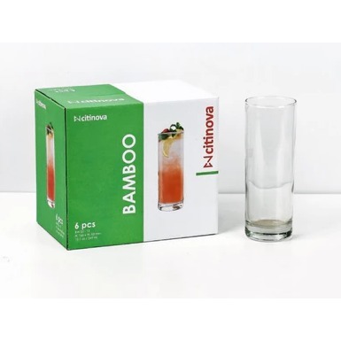 Gelas Citinova Bamboo Gelas High Ball Vas Bunga Kaca Tinggi Glass Cup Bamboo 345 ml Gelas Resto