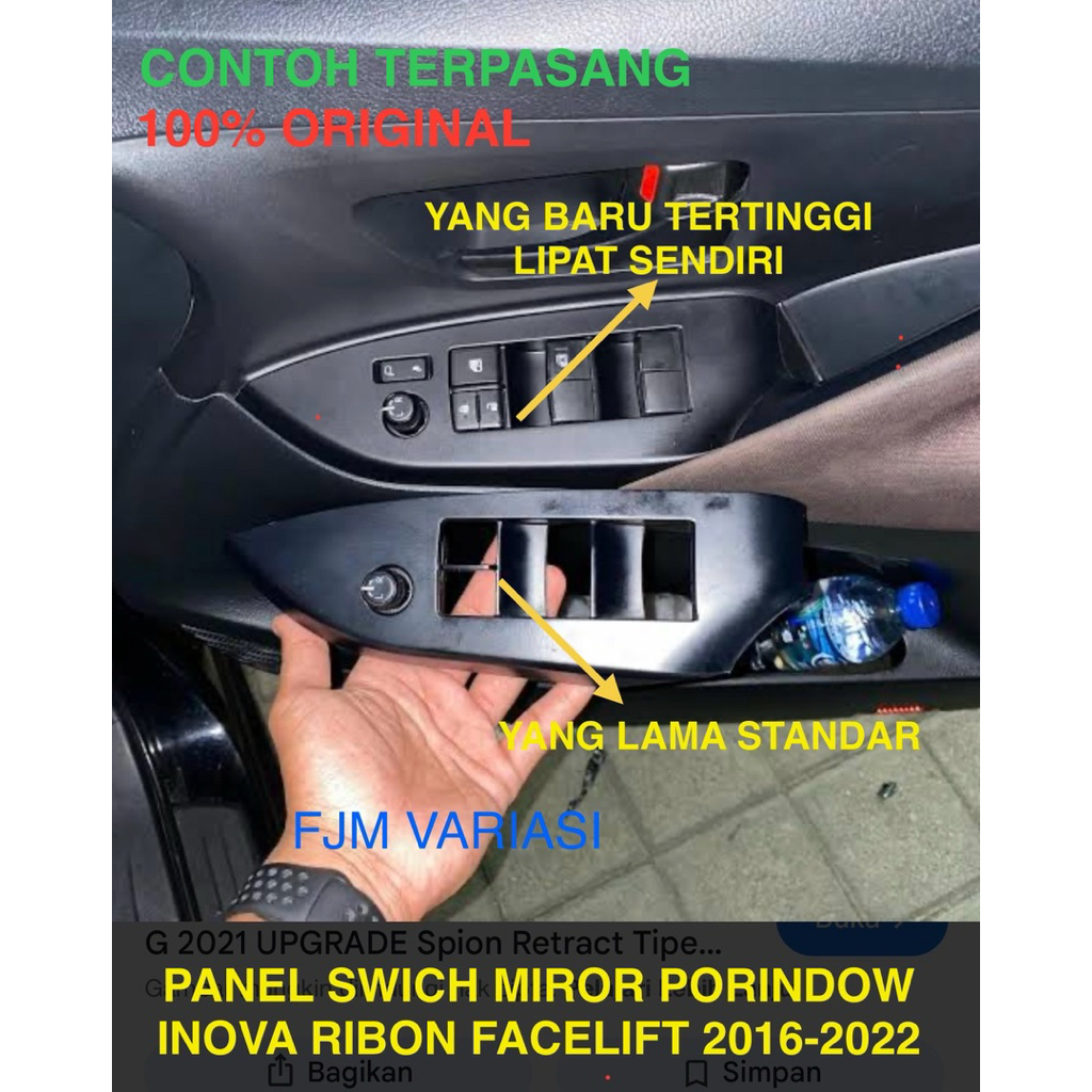 CAVER COVER TUTUP SWITCH SAKLAR MIROR KACA MASTER PORINDOW RUMAHAN DOORTRIM PINTU DEPAN KANAN SEMUA 