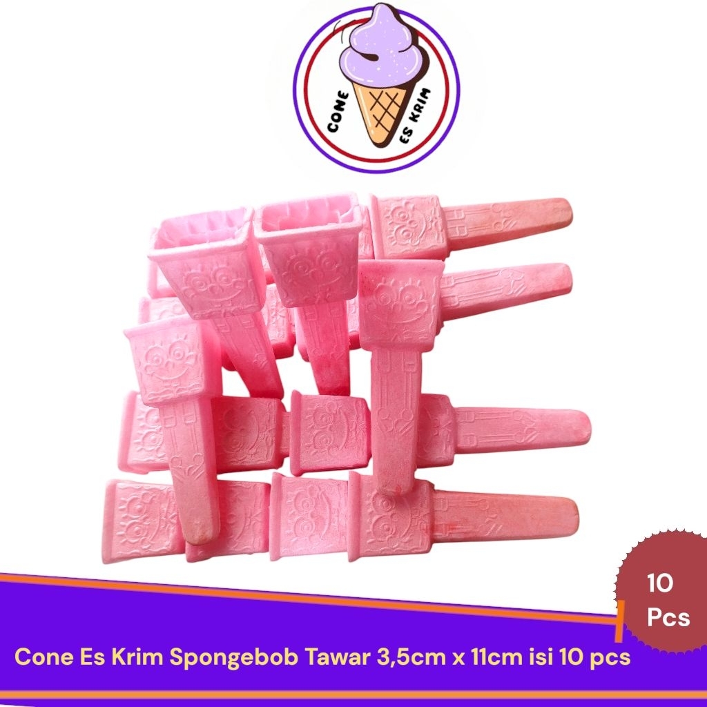 Cone Es Krim Spongebob Tawar  3,5cm X 11cm isi 10 pcs