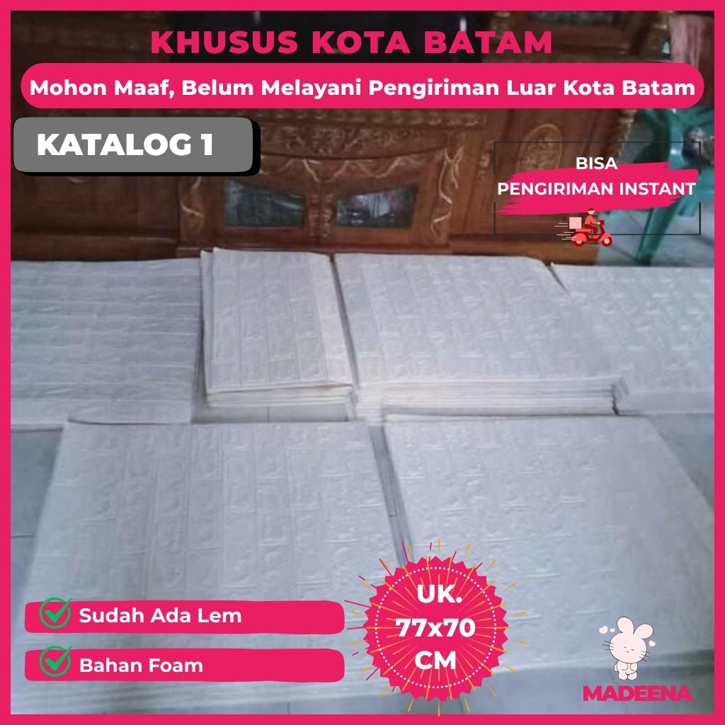 Wallpaper Bata 3D Foam Murah 70x77cm - Bisa Kirim Instant Batam | Wallpaper Dinding 3D Stiker Wallfo