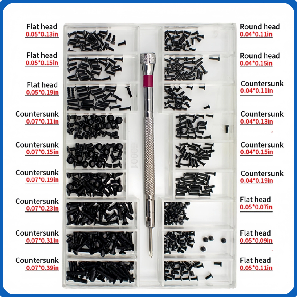 Baut Mini 500pcs Set Baut Mini Kit Reparasi HP Laptop Jam Tangan Kacamata Sekrup Universal Lengkap A