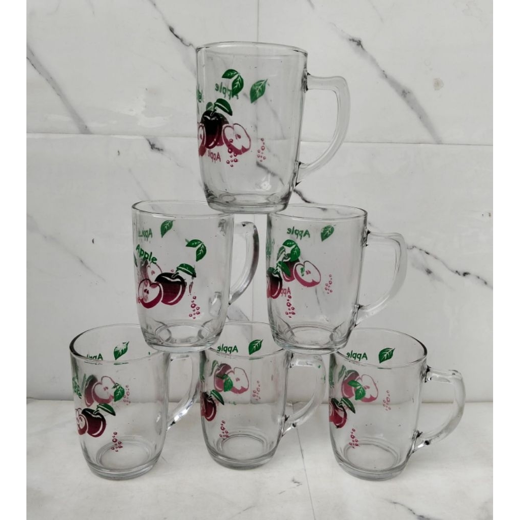 gelas kaca teh/mug kaca/cangkir teh besar(per setengah lusin)