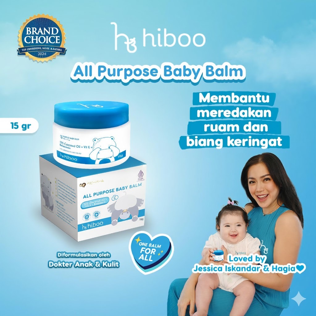 HIBOO All Purpose Baby Balm 15g Ruam Popok - Nourishing Balm Baby Cream Baby Oil Balsem Kulit Skinca