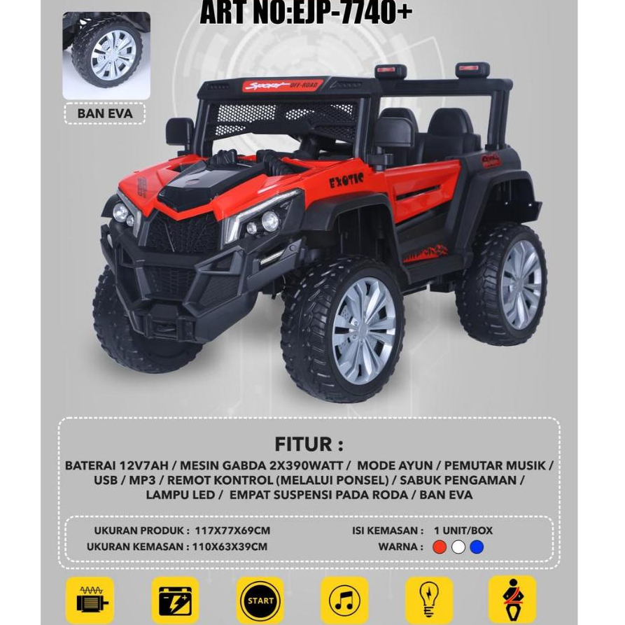 Mainan Anak Mobil Aki Jeep  Ban Eva